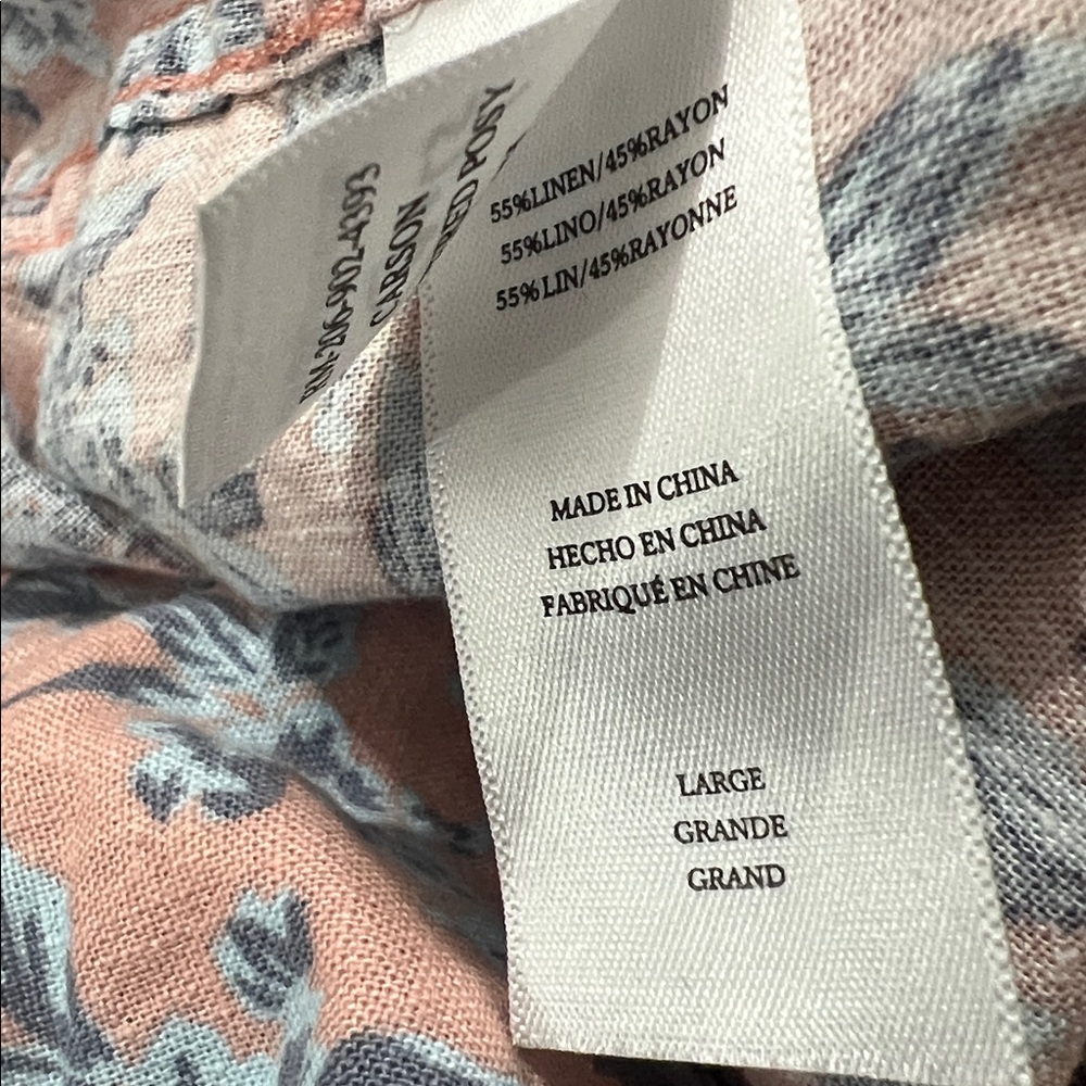 Rails Carson Button Down Linen Mix Shirt Scattered Posy Peach - Picture 7 of 8